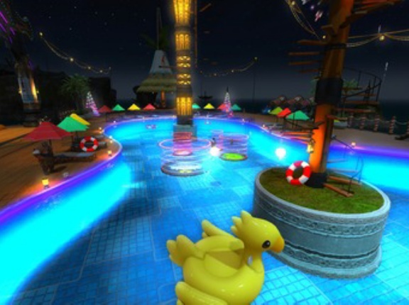 【FF14】紅蓮祭2025のプール、夜になるとナイトプール仕様に！？ユーザー「パリピミコッテばっかりに」「リアルのナイトプール行けないのでFF14で行きます」