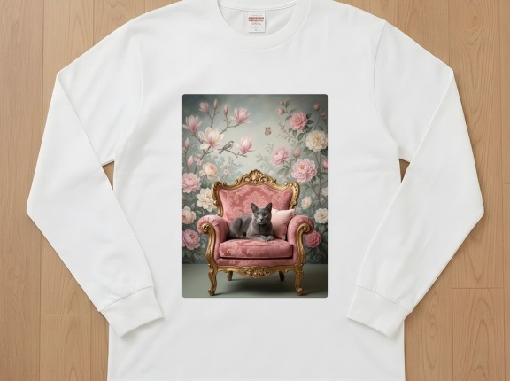 ロシアンブルーのルネサンス肖像画長袖Tシャツができました！
