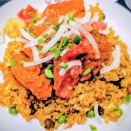 ２６年初訪問「デリー上野店」で水曜日日替わりの「タンドリーチキンドライカレー」（辛さ増し、ライス少なめ）