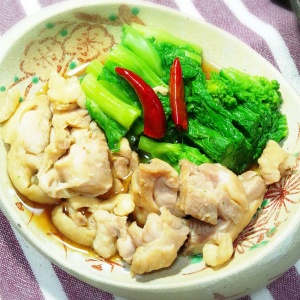 鶏肉と菜の花のお浸し