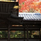 京都　高雄　西明寺（２）客殿からの紅葉、鐘楼など