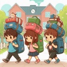 小学生登校荷物　安全第一に