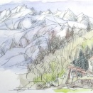 採石場と唐松岳