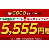 『東京ポイント、楽天Payキャッシュへの交換は抽選で5555円プレゼント!東京GOGOキャンペーン』の画像