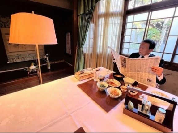 【画像】麻生太郎家の朝食wwwwwww