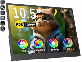 Amazonで激安で購入した、モバイルディスプレイ(10.5インチ)、低電圧USB給電で正常に使えるか検証・消費ワット数を計測してみた。
