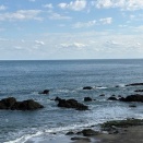 大洗の海、海の向こうは米国だよね！