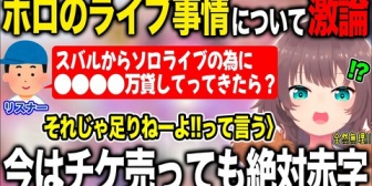 【ホロライブ】まつり、ホロのライブ事情のお金の部分について赤裸々に語る