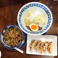 麺や六八（めんやろっぱち）【ゴロゴロチャーシューと春キャベツのつけめん＋餃子（５ヶ）】＠焼津市焼津3丁目