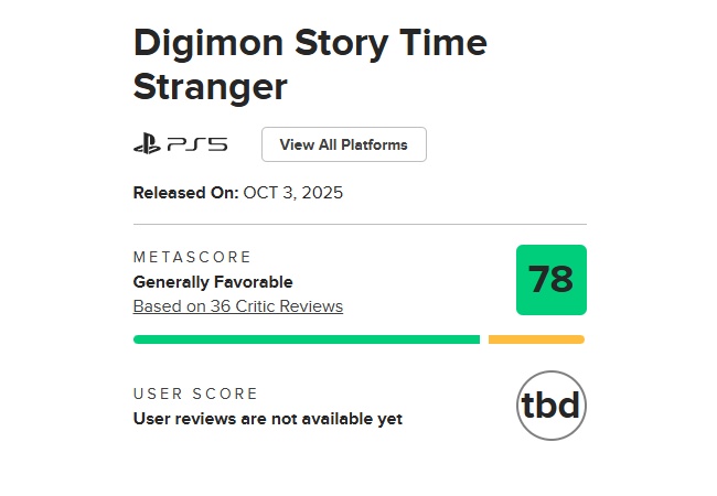 デジモン最新作、メタスコア78