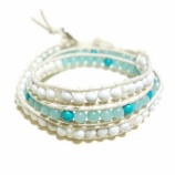 『天然トルコ石とアマゾナイトとハウライトのスプリング＆サマー3連ブレスレット　ハンドメイドブレスレット11』の画像