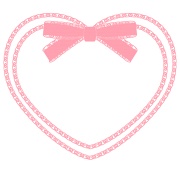 リボンハートフレームとライン ピンク ハートの素材屋