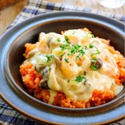 ♡牛乳で簡単！えびクリームライス♡【#簡単レシピ #時短 #節約 #むきえび #クリーム煮 #ランチ 】