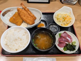 船堀「酒蔵季TOKI 船堀駅前店」フライ3種盛り＆鮮魚刺身