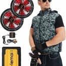 [elemai] 【日本優良企画】超高出力48V チタン空調作業服 遮熱-18℃ ファン付きベスト 大容量 ファンバッテリー セット 急速充電器付き 暑さ対策