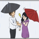 夏の終りの押上、雨なのに一つだけの傘