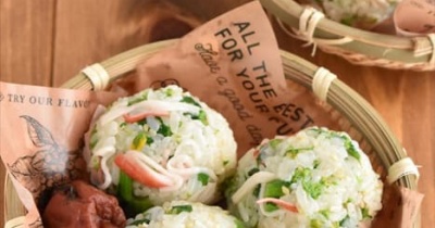 子供も爆食い！菜の花とカニカマのおにぎり