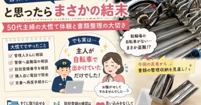 自転車が盗まれた!?と思ったらまさかの結末｜50代主婦の大慌て体験と書類整理の大切さ