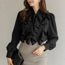 リボンタイ ラッフルフリルブラウス