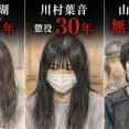 内田梨瑚←懲役27年　川村葉音←懲役30年　山上徹也←無期懲役
