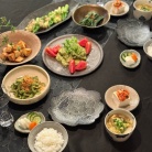 パクチーソースの鶏むね肉とか、中華の夜ごはん