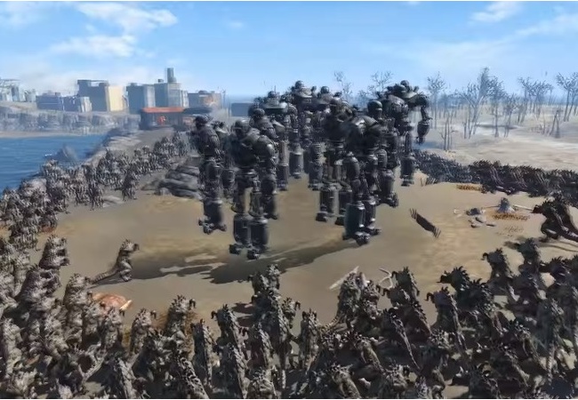 【フォールアウト4】デスクロー1000体vsリバティ・プライム10体【地獄絵図】