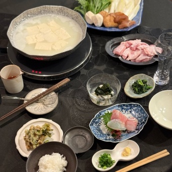 今期最後の、温泉湯豆腐の夜ごはん