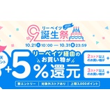 『楽天リーベイツ 楽天ポイント+3~5%還元!誕生祭開催』の画像
