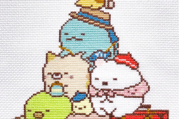 クロスステッチ 完成品 トートバッグ みつごちゃん サモイロフ オーダー 52 刺繍マチ付トート ステッチガーデン - Atsuko Matano 公式