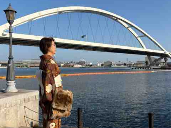 総柄小紋に帯だけチェンジ