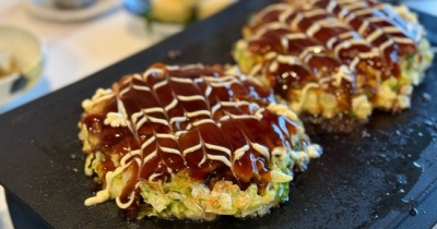 だんなさまが、お好み焼きを焼いてくれた夜ごはん