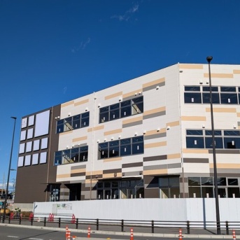 「北柏駅」北口の複合商業施設「アクロスプラザ北柏（仮称）」の工事状況（2025年11月10日）