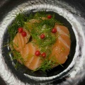 サーモンのカルパッチョと蝦夷鹿ハンバーグの夜ごはん