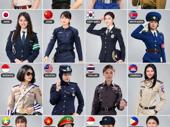 アジア16カ国の女性警察官/軍人の制服　お前らはどれが好き？