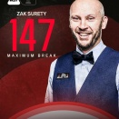 ザック・シュアティがマキシマムブレイク147を達成！　インターナショナルチャンピオンシップ2025　三日目