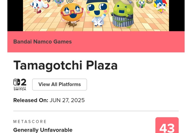 たまごっちのメタスコアがヤバイ　こんなのにデススト2が負けたのか・・・・