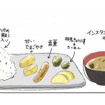 【絵日記】定番の朝ごはん【夏休み】