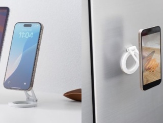 「貼る」「置く」「持つ」を一台に！新発想スマホスタンド