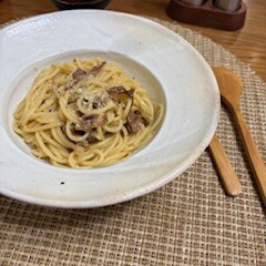 ハンバーグとパスタ。