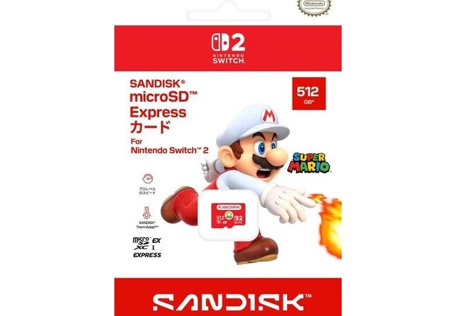 任天堂公式Switch2公式のサンディスク「microSD Expressカード」512GBモデルの価格28,980円