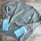 【SHEIN】カラーブロック 刺繍 ニットカーディガン