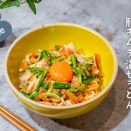 時短一人ごはん！レンジで簡単！豚キムチ混ぜうどん（レシピ）