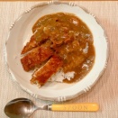 半額のとんかつのせてカツカレー