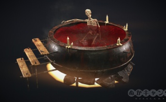 大ガマの温水浴槽