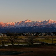 夕日と北アルプス