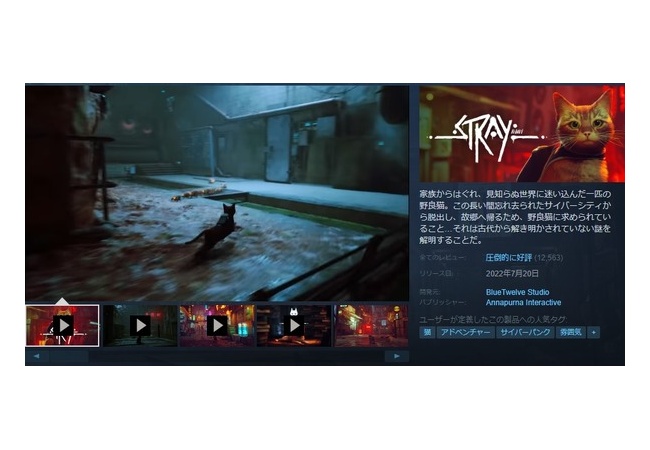 1万以上好評を得た『Stray』そこまで面白いか？