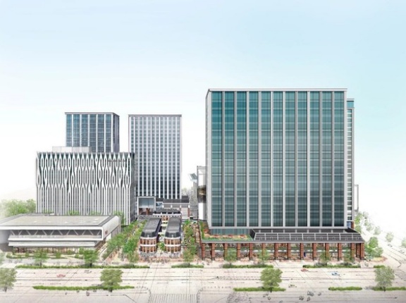 地上26階、高さ約100m「MM60・61プロジェクト」に建築計画のお知らせ設置！ケン・コーポレーション等によるKアリーナ隣接地の大規模再開発