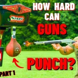 『パンチングマシーンを銃で撃ったらどれくらいの威力が出るの？』の画像