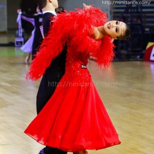 DA012豪華なオーストリッチ羽根裾の黒いモダンドレス : 社交ダンス