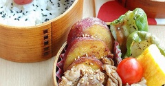 豚小間とさつま芋のバター醤油炒め弁当【卓上ファン】